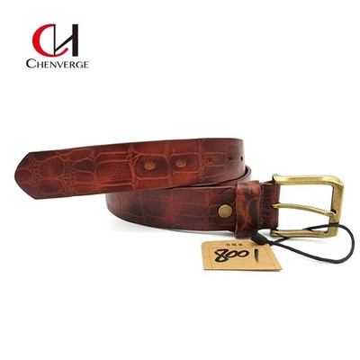 Cowhide Crocodile Embossed Leather Belt Multicolor Wear Resistant