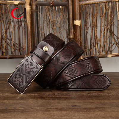 Standard Width Genuine Leather Belt For Professional Occasion First Layer Of Cowhide